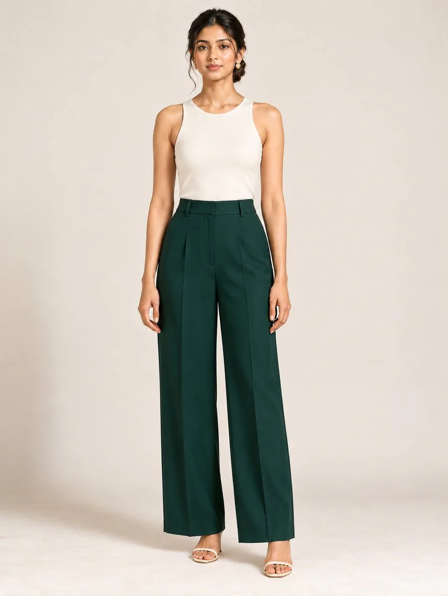 Tess Wide-leg Trousers, worn