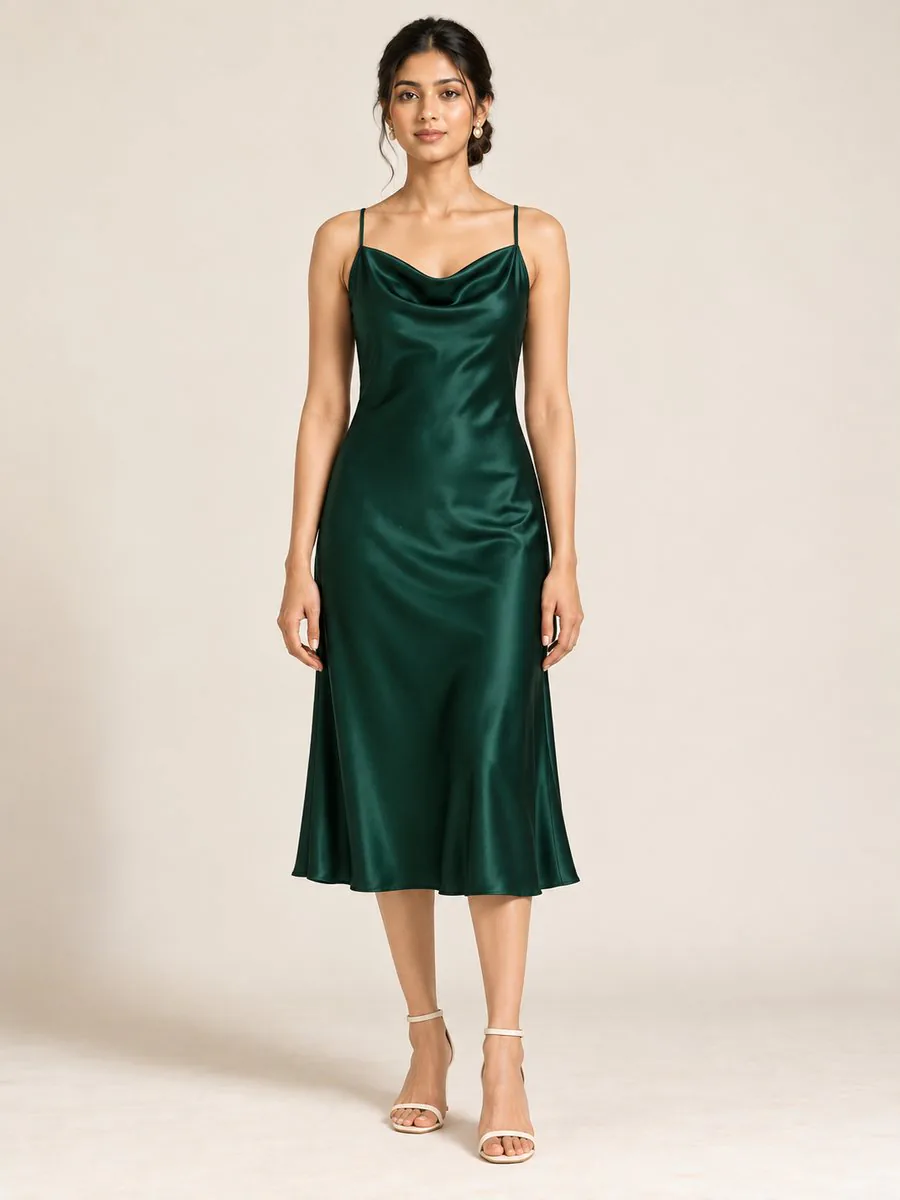 Vera Satin Slip Dress, worn
