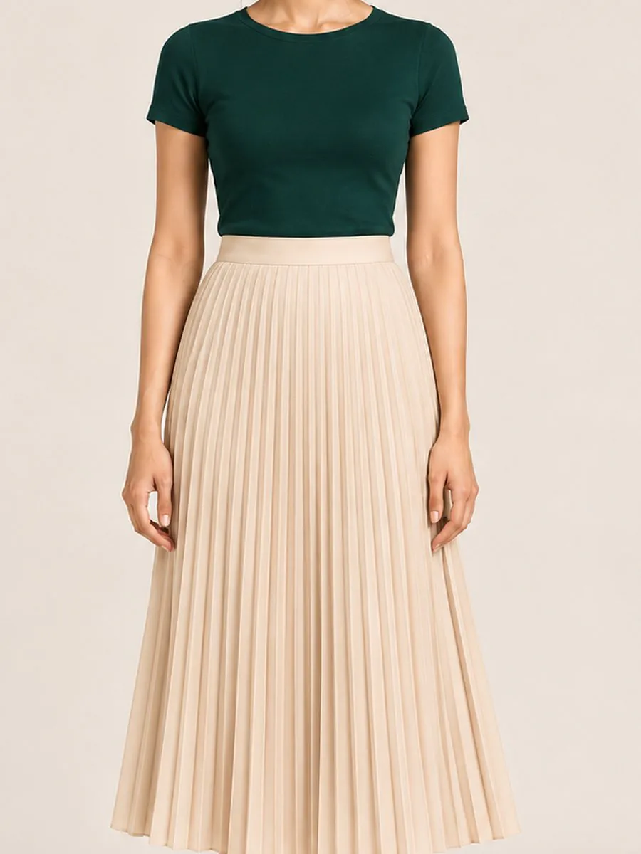Ira Pleated Midi Skirt, flat