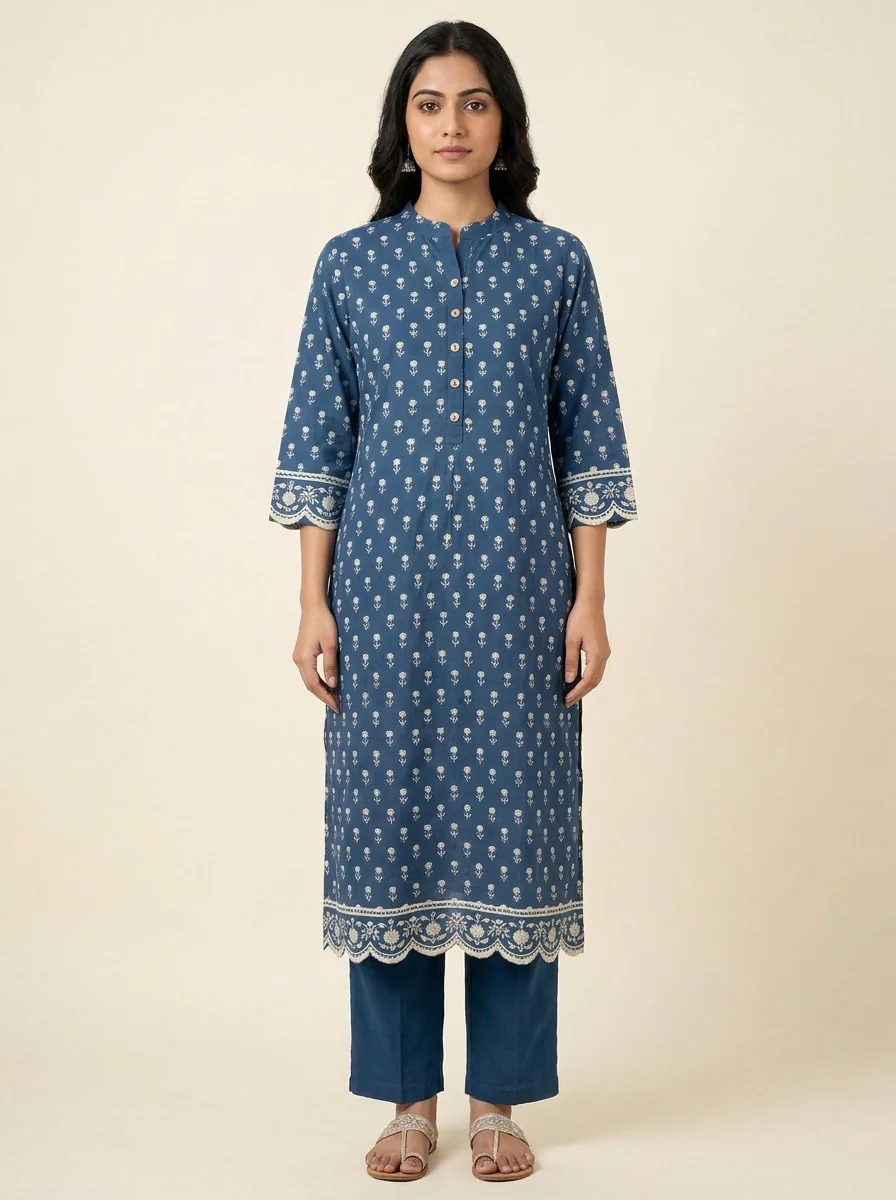 Rania Indigo Dabu Kurta Set, worn