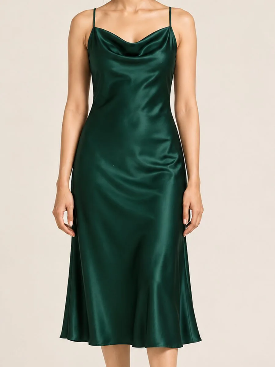 Vera Satin Slip Dress, flat